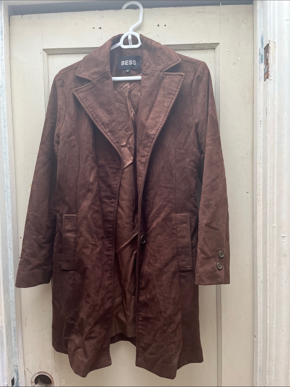 Bess Women's Brown Suede-Feel Trench Coat